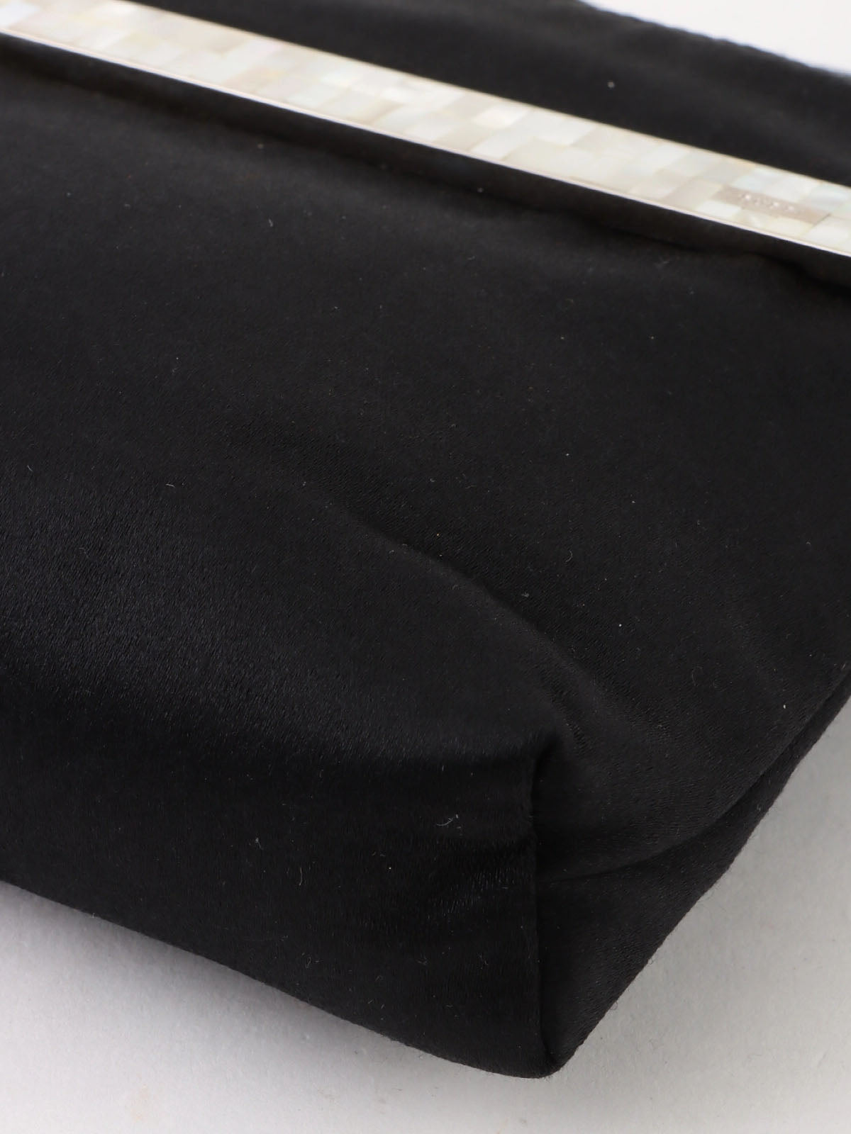Satin Shell Logo Plate Mini Handbag in Black