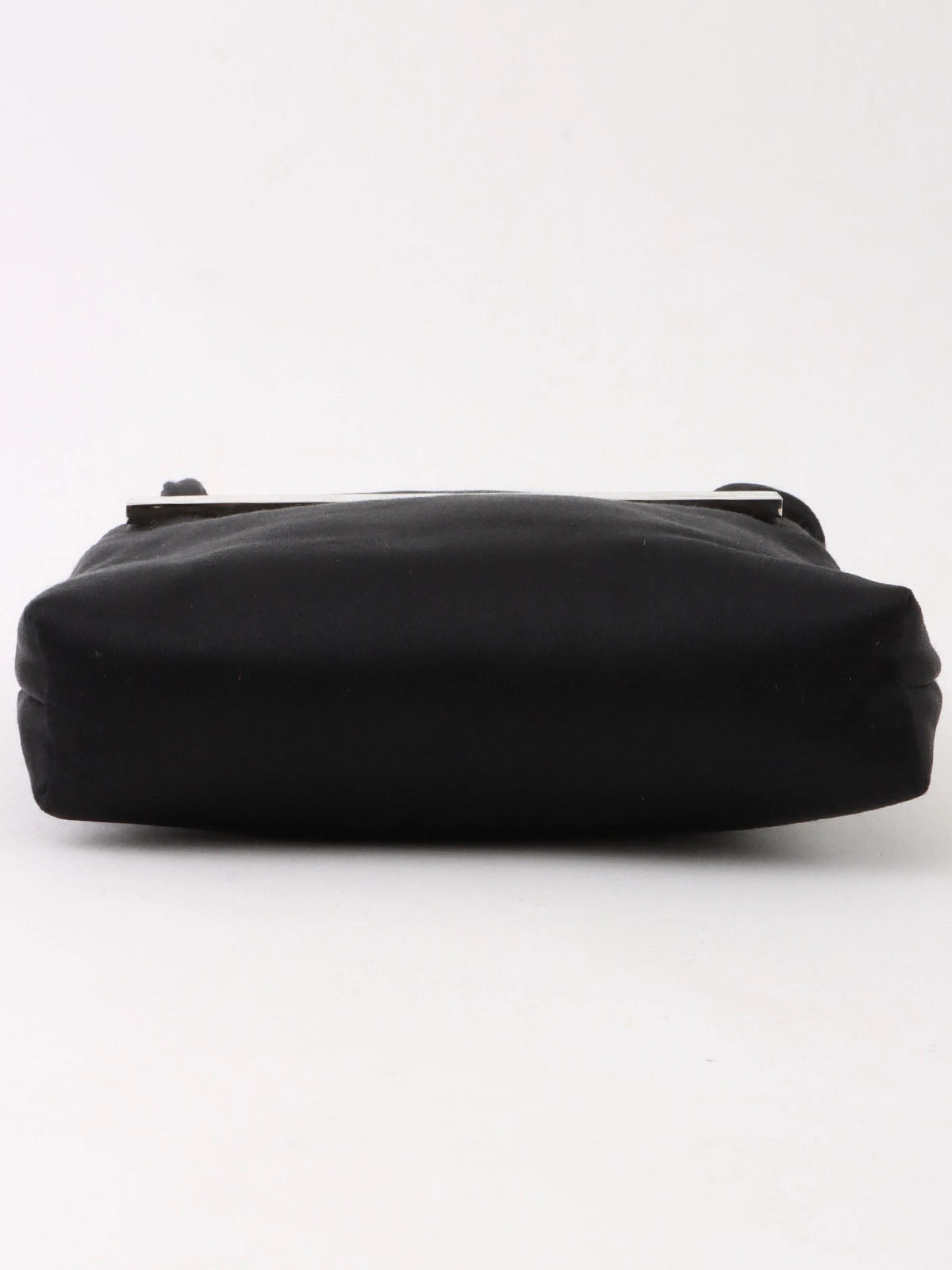 Satin Shell Logo Plate Mini Handbag in Black