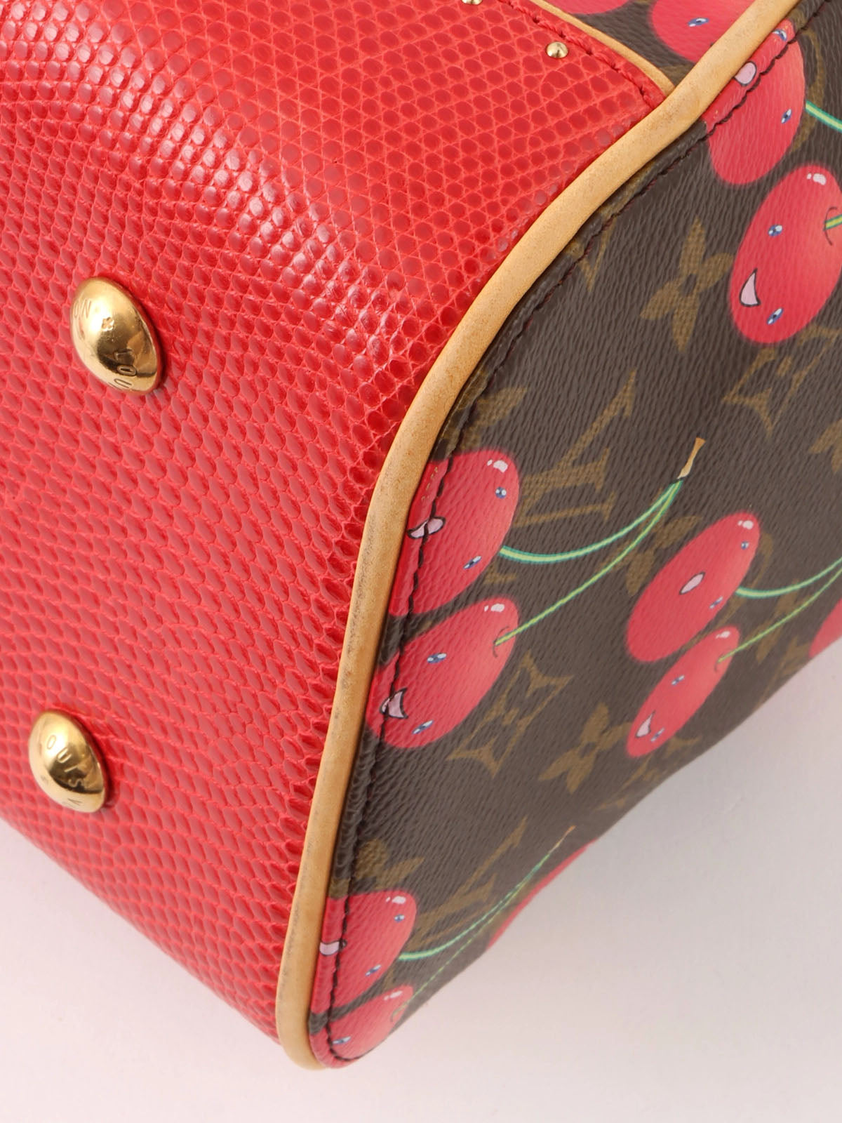 2005 年村上隆合作 Monogram Cherry Sac Fermoir MM 棕色/红色