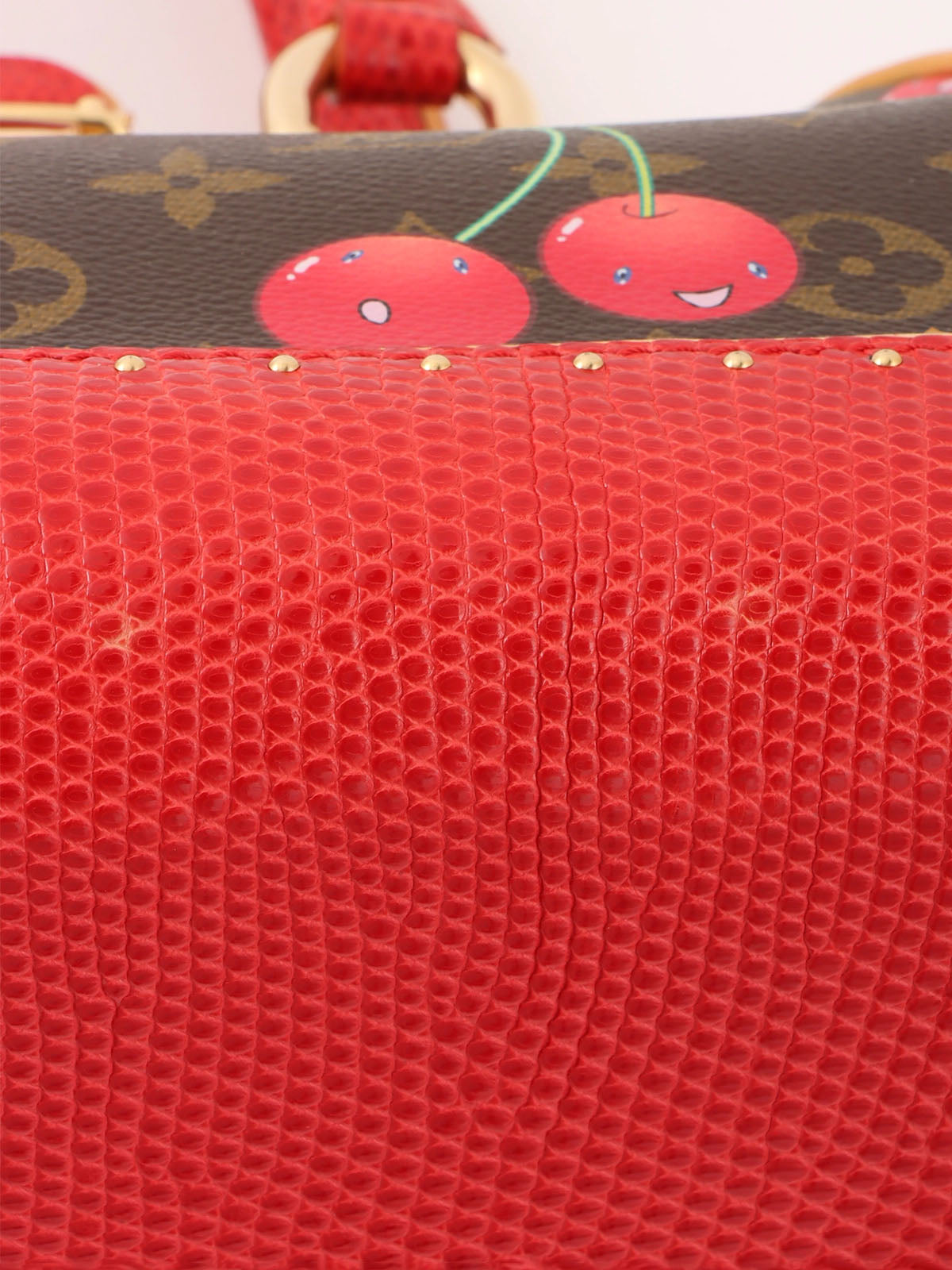 2005 年村上隆合作 Monogram Cherry Sac Fermoir MM 棕色/红色