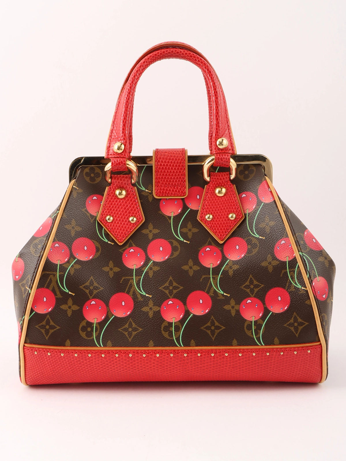 2005 年村上隆合作 Monogram Cherry Sac Fermoir MM 棕色/红色