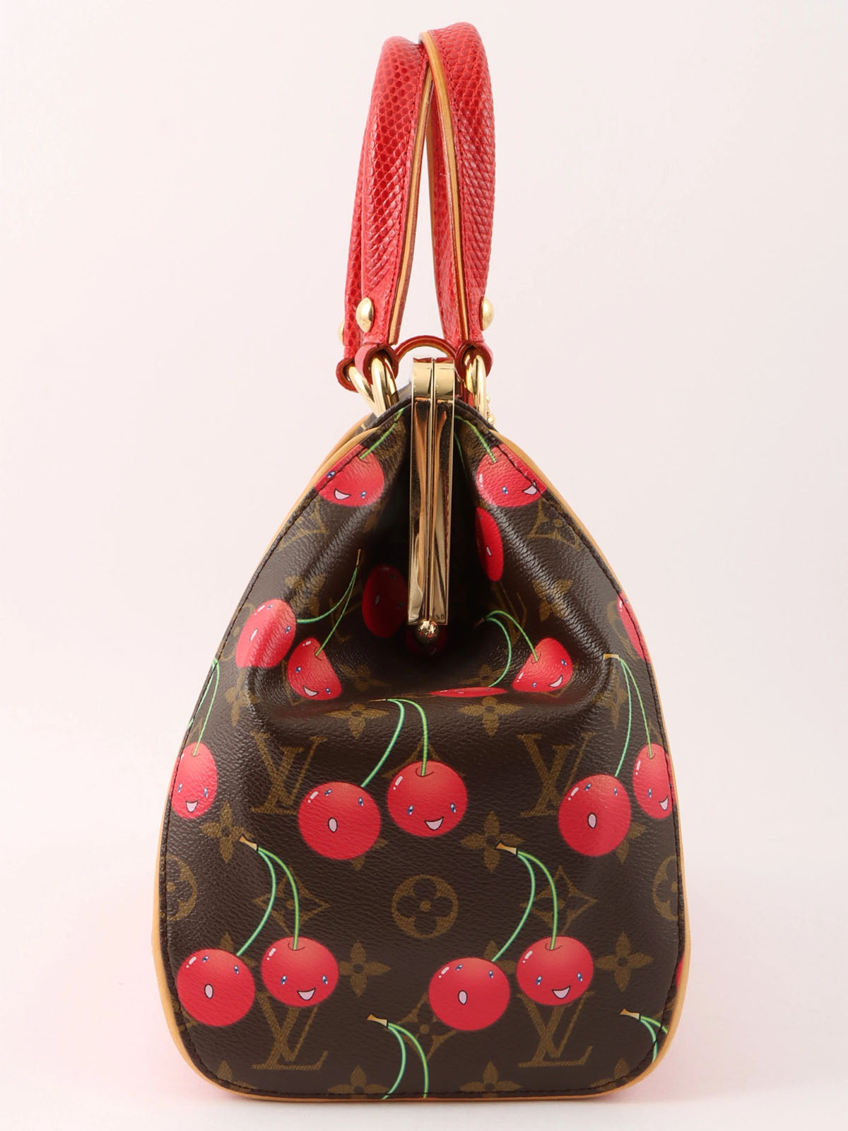 2005 年村上隆合作 Monogram Cherry Sac Fermoir MM 棕色/红色