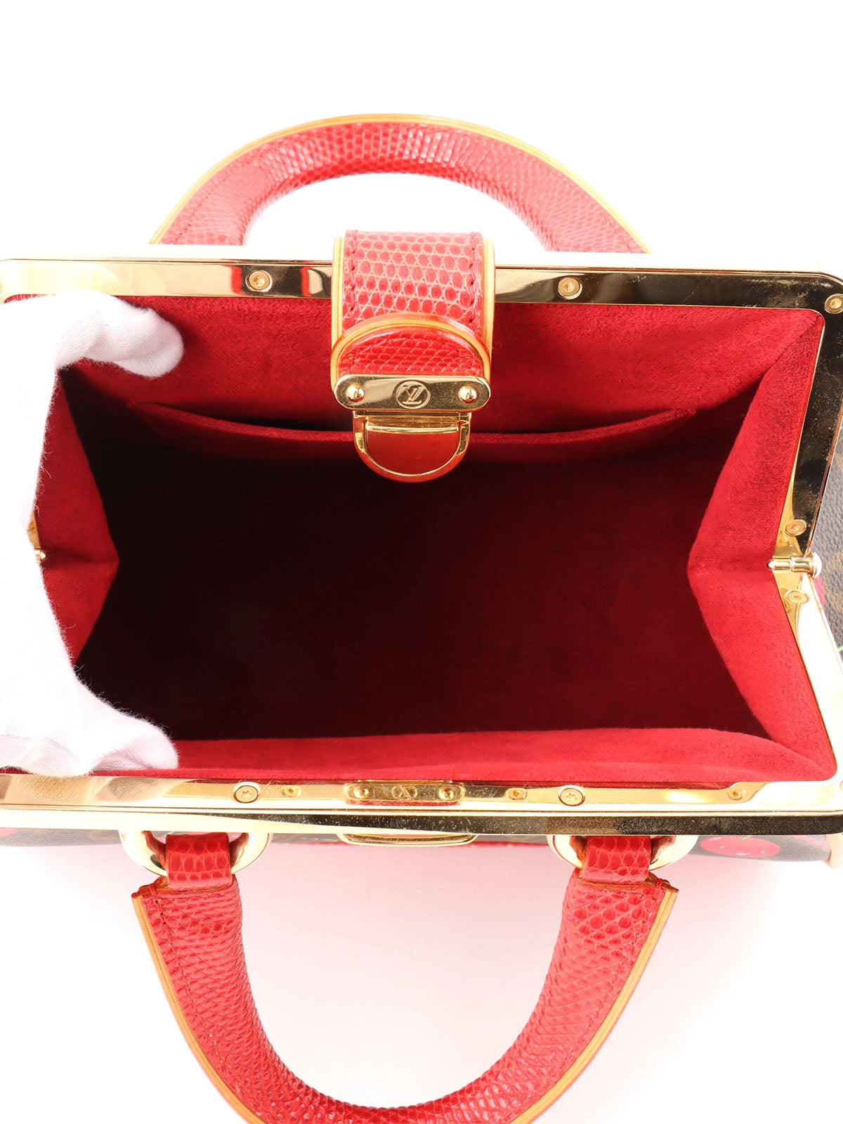 2005 年村上隆合作 Monogram Cherry Sac Fermoir MM 棕色/红色