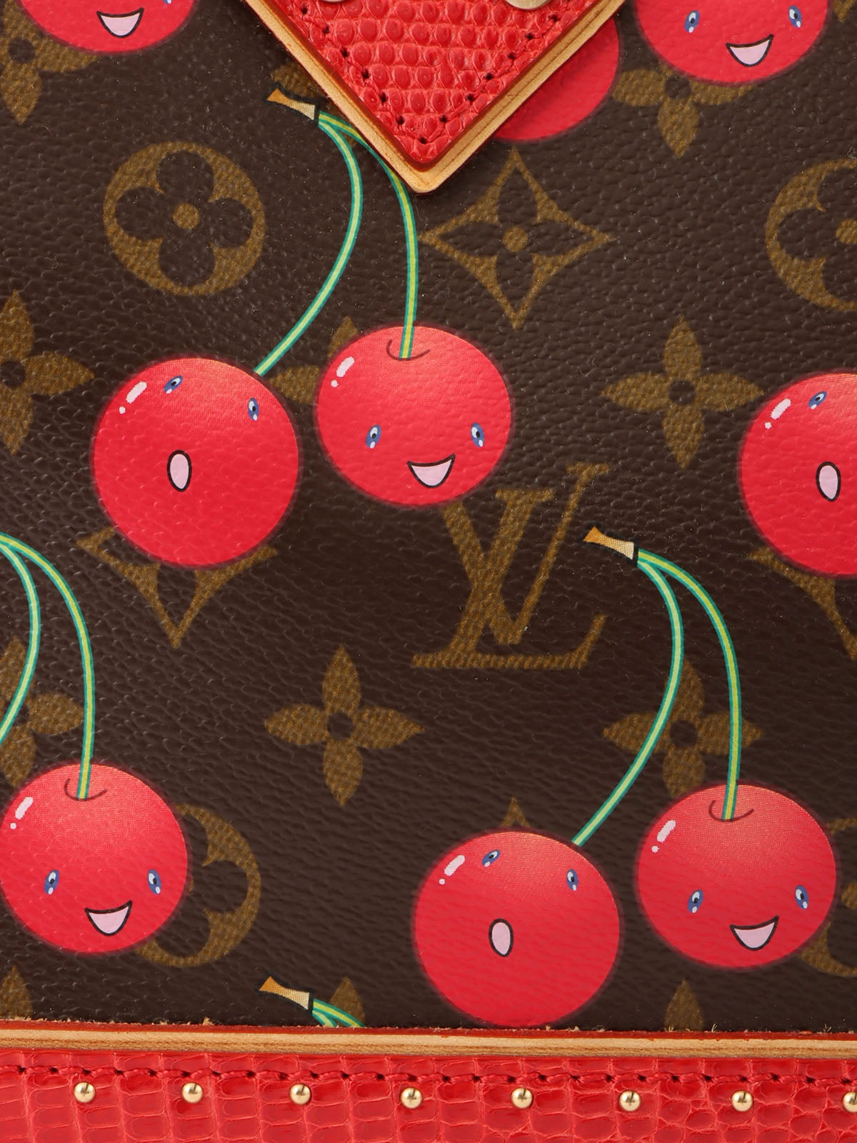 2005 年村上隆合作 Monogram Cherry Sac Fermoir MM 棕色/红色