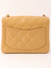 2004 Caviar Skin Classic Flap Chain Bag Mini Beige