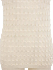 ロゴプレートノースリーブニットトップス アイボリー