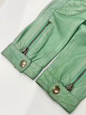 レザーロゴジップアップジャケット ライトグリーン