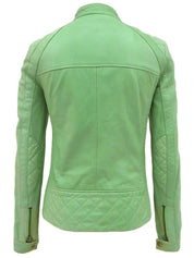 レザーロゴジップアップジャケット ライトグリーン