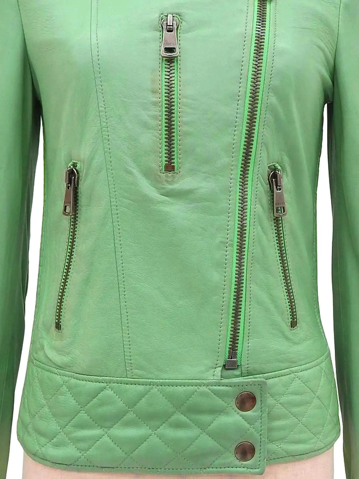 レザーロゴジップアップジャケット ライトグリーン