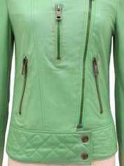 レザーロゴジップアップジャケット ライトグリーン
