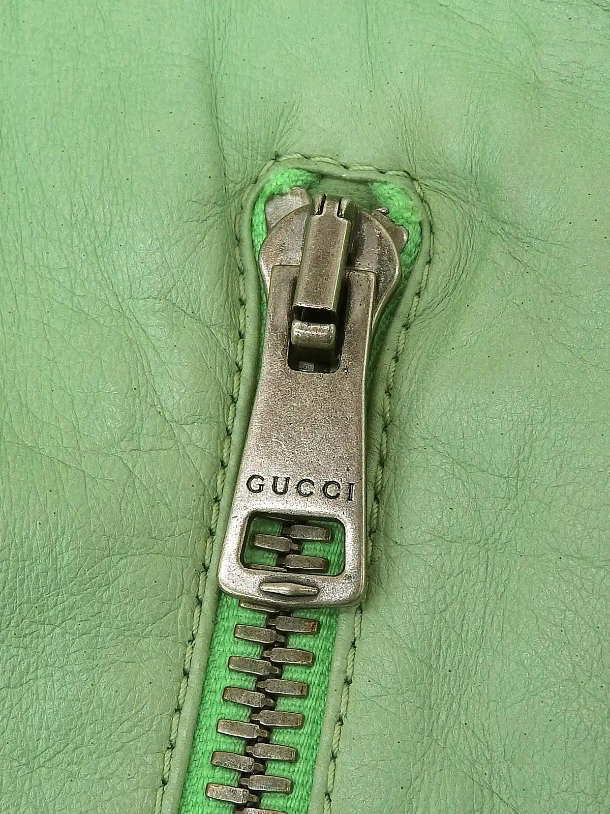 レザーロゴジップアップジャケット ライトグリーン