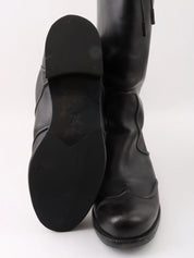 Logo Plate Lace-Up Long Boots in Black