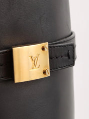 Logo Plate Lace-Up Long Boots in Black