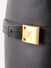 Logo Plate Lace-Up Long Boots in Black