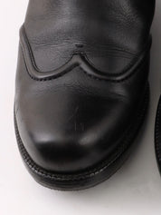 Logo Plate Lace-Up Long Boots in Black