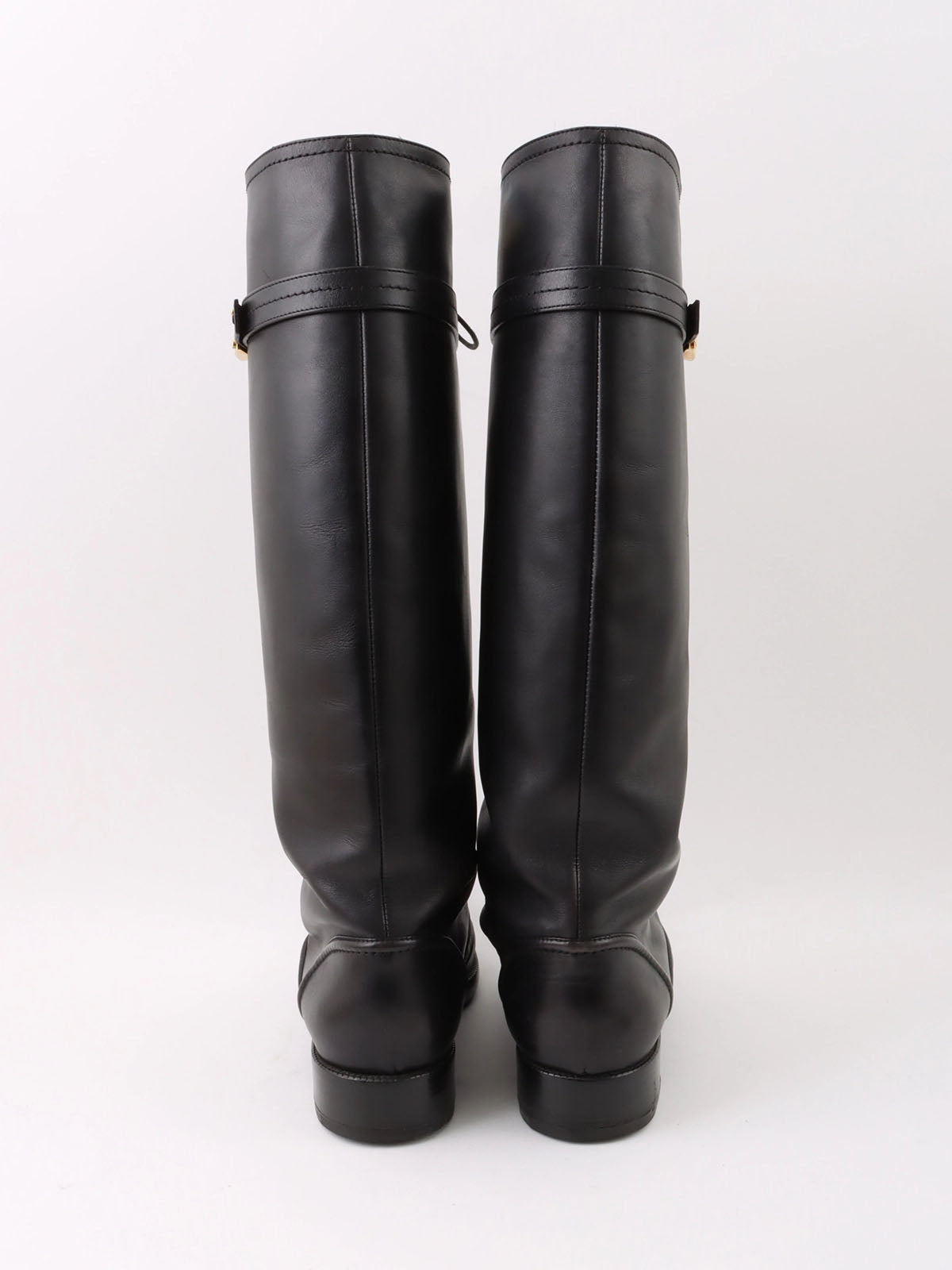 Logo Plate Lace-Up Long Boots in Black