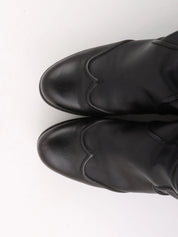 Logo Plate Lace-Up Long Boots in Black