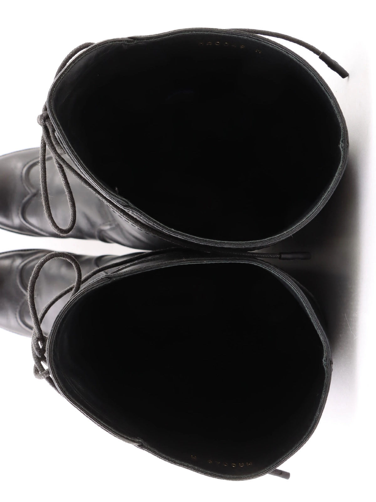 Logo Plate Lace-Up Long Boots in Black