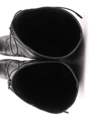 Logo Plate Lace-Up Long Boots in Black