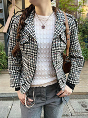 2006年頃製　ツイードCCマークボタンジップアップジャケット　ホワイト/ブラック/マルチ