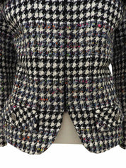 2006 tweed CC mark button zip-up jacket in white/black/multi