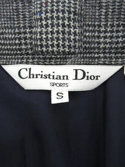 Grey wool check pattern pencil skirt