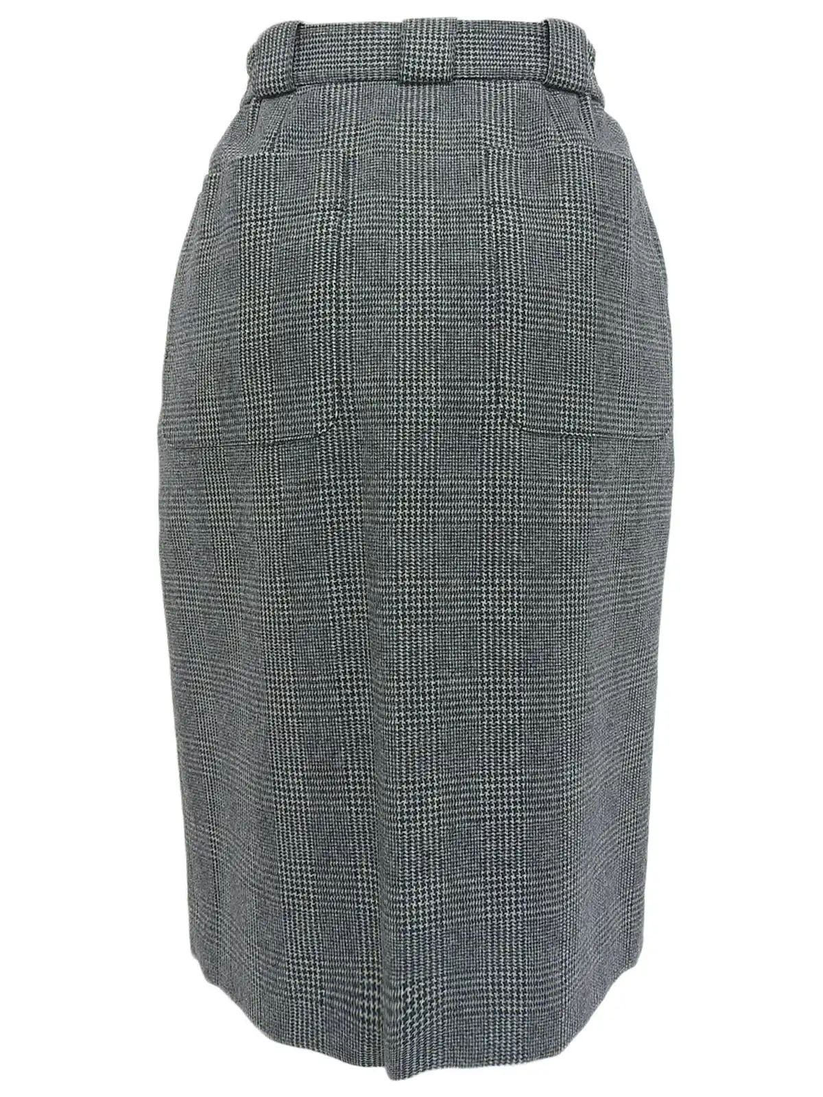 Grey wool check pattern pencil skirt