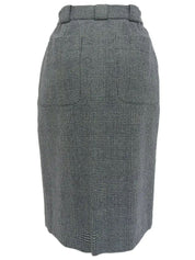 Grey wool check pattern pencil skirt