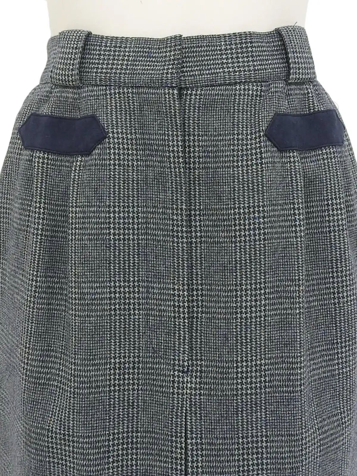 Grey wool check pattern pencil skirt