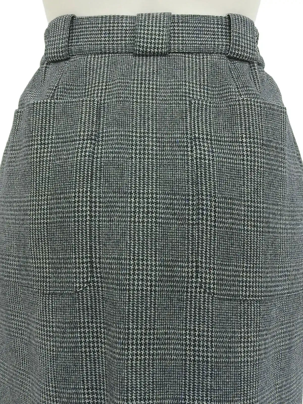 Grey wool check pattern pencil skirt
