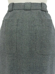 Grey wool check pattern pencil skirt