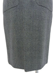 Grey wool check pattern pencil skirt