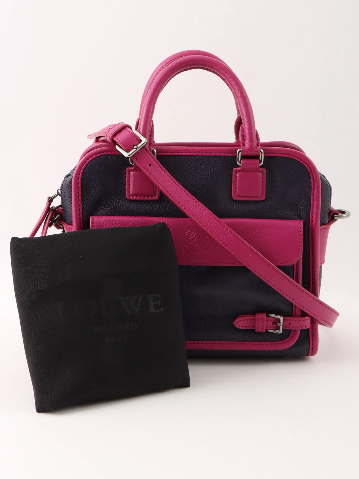 Anagram Cruz 2-way bag in dark purple and fuchsia pink