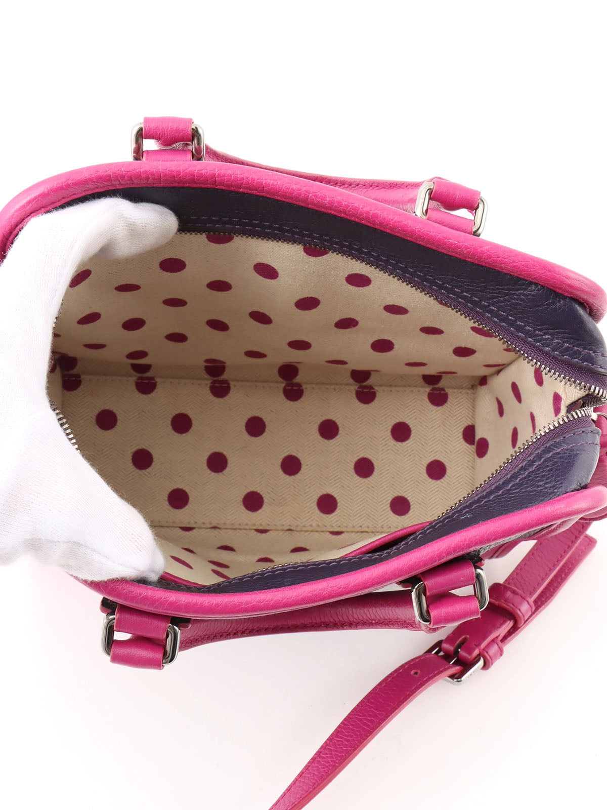 Anagram Cruz 2-way bag in dark purple and fuchsia pink