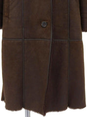 Brown Mouton Logo Button Long Coat