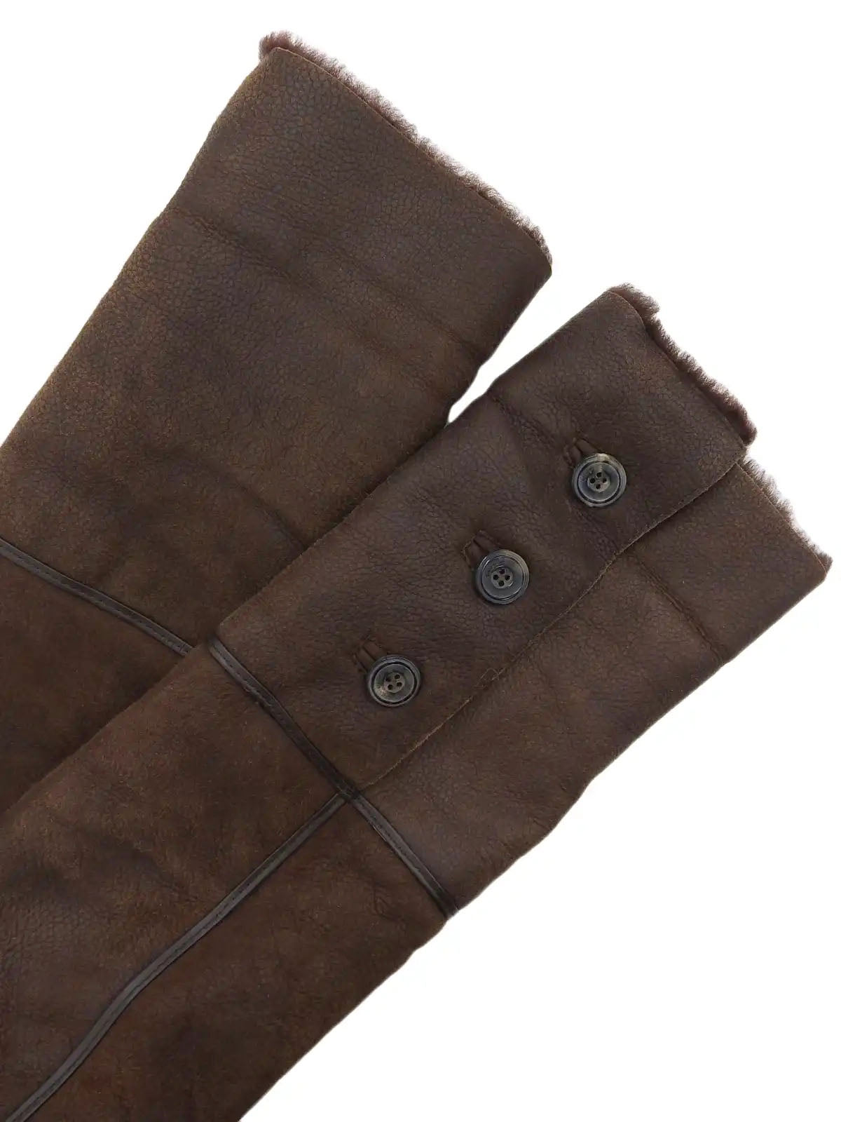 Brown Mouton Logo Button Long Coat