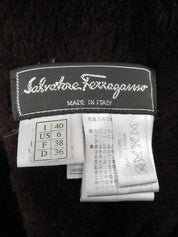 Brown Mouton Logo Button Long Coat