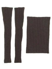 Wool mohair knit set in dark brown