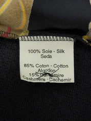 Silk knit combination design pattern long sleeve shirt in black/brown/multi
