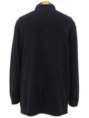 Silk knit combination design pattern long sleeve shirt in black/brown/multi