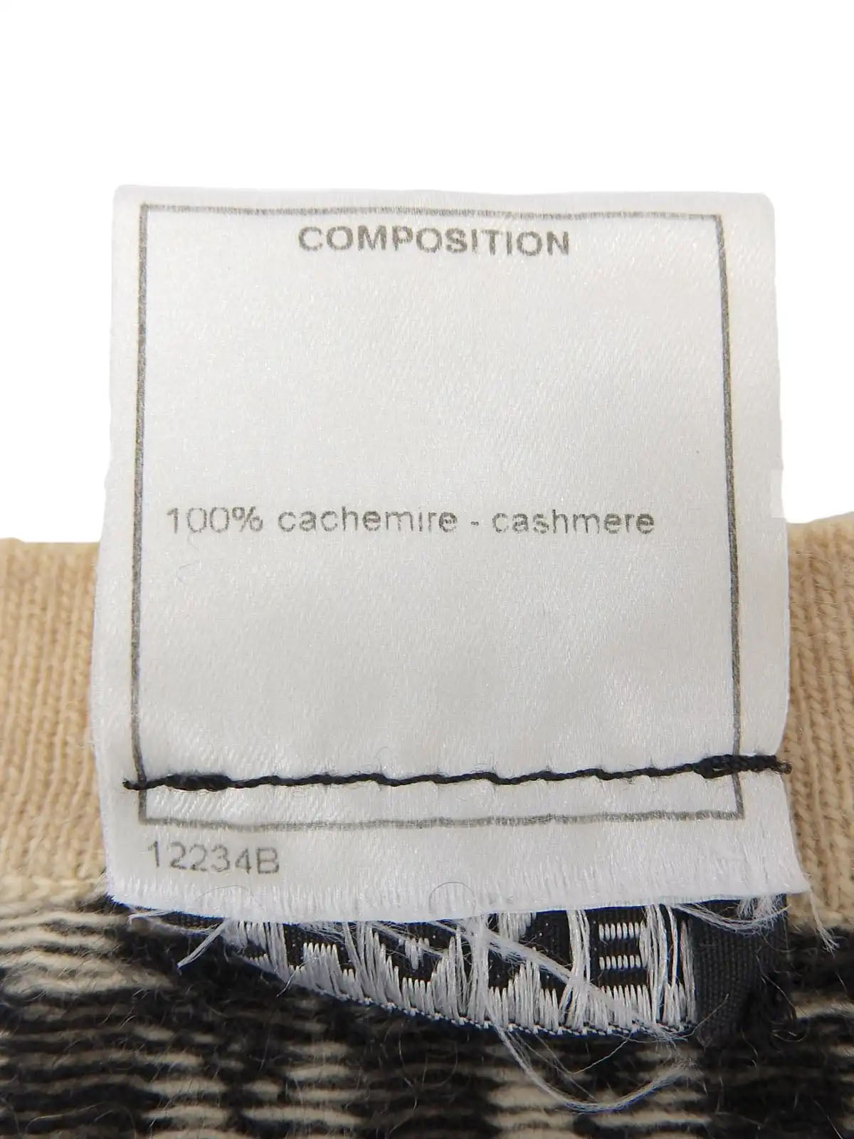 2001年製　カシミアロゴチェーンボーダーパターンニットトップス　ベージュ