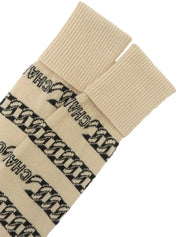 2001年製　カシミアロゴチェーンボーダーパターンニットトップス　ベージュ