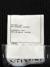 Wool Leather CC Mark Turtleneck Knit Sweater in Black