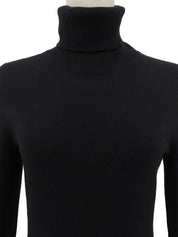 ウールレザーCCマークタートルネックニットセーター ブラック