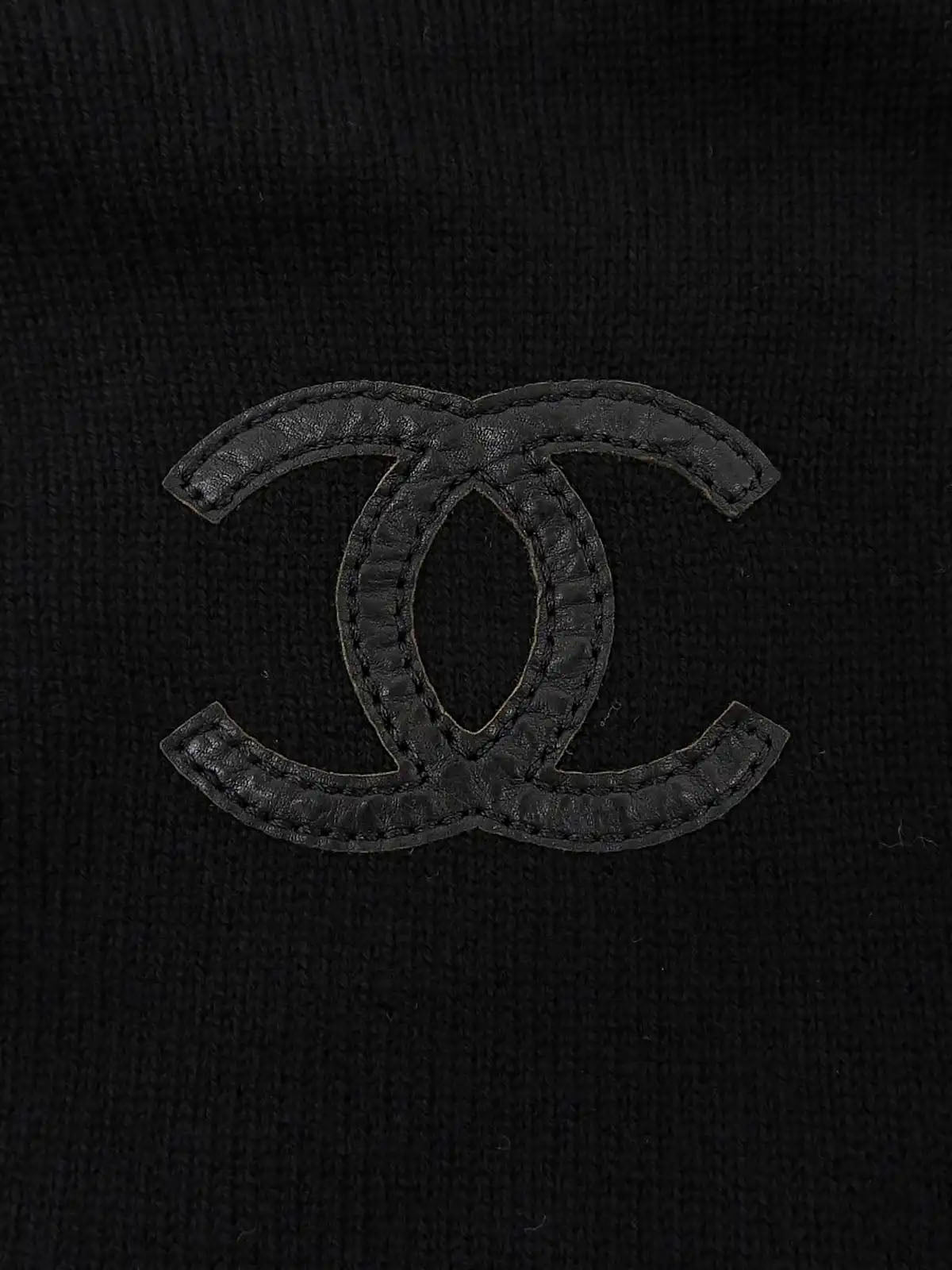 Wool Leather CC Mark Turtleneck Knit Sweater in Black
