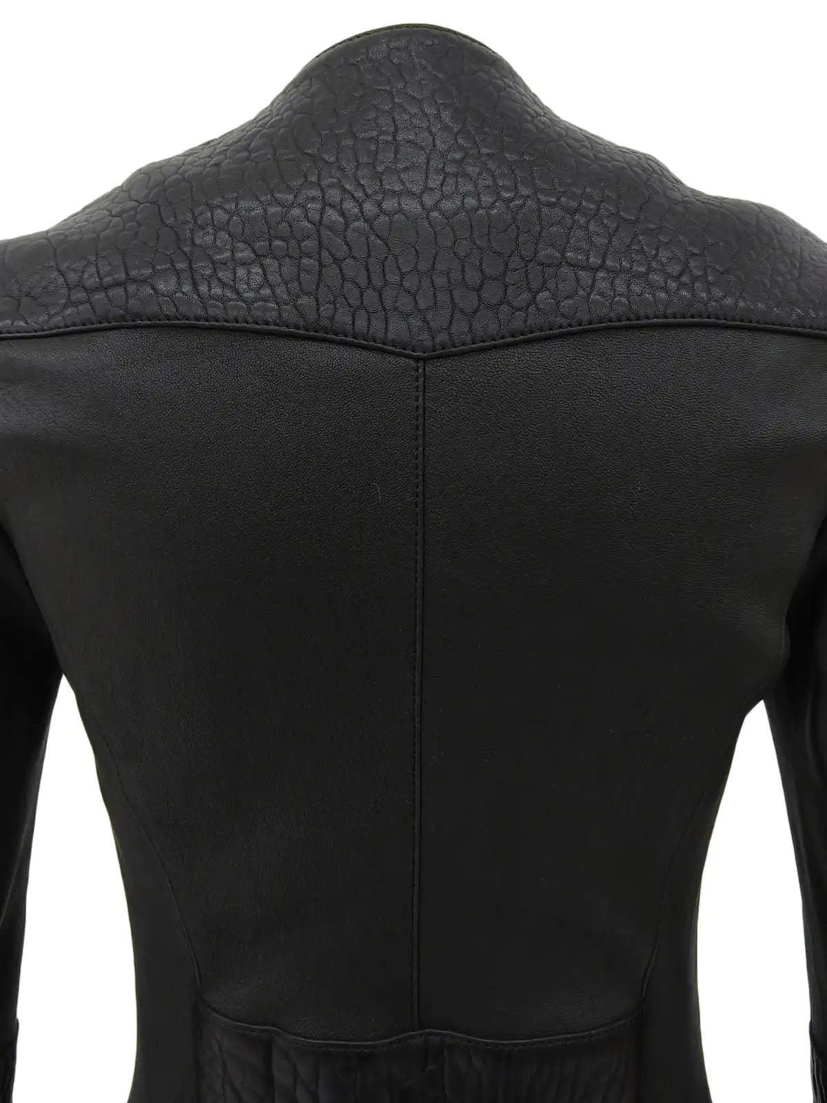 Logo Button Leather Jacket in Black