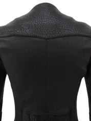 Logo Button Leather Jacket in Black