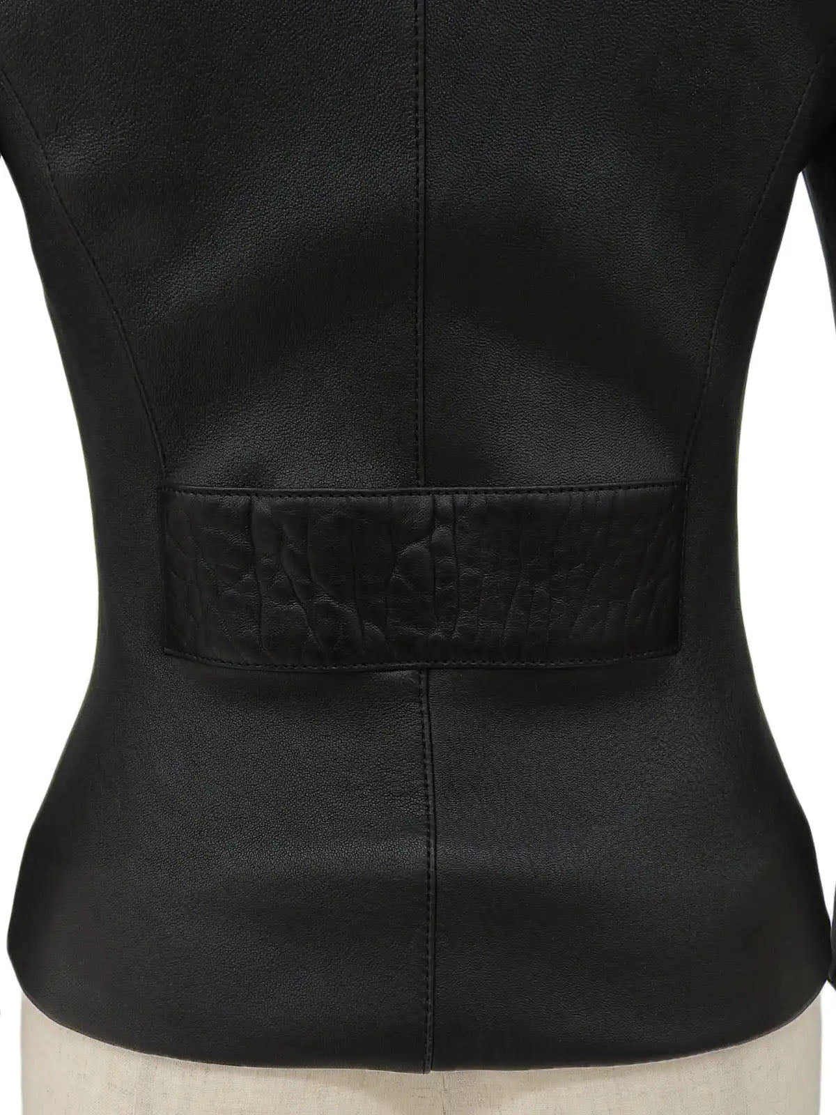 Logo Button Leather Jacket in Black
