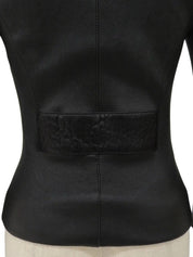 Logo Button Leather Jacket in Black