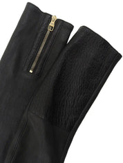 Logo Button Leather Jacket in Black